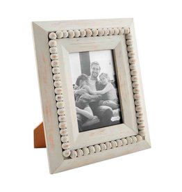 Mud Pie Gray-Washed Mango Wood Beaded Picture Frame