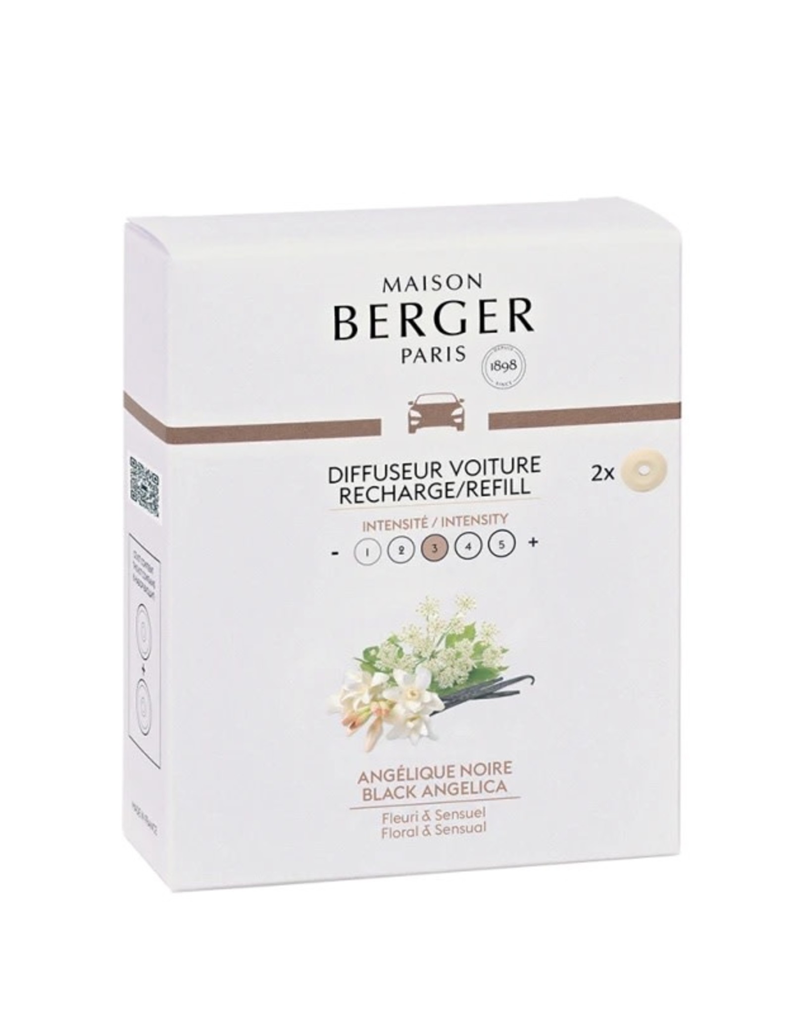 Maison Berger Car Refill-Set/2 Ceramic Black Angelica