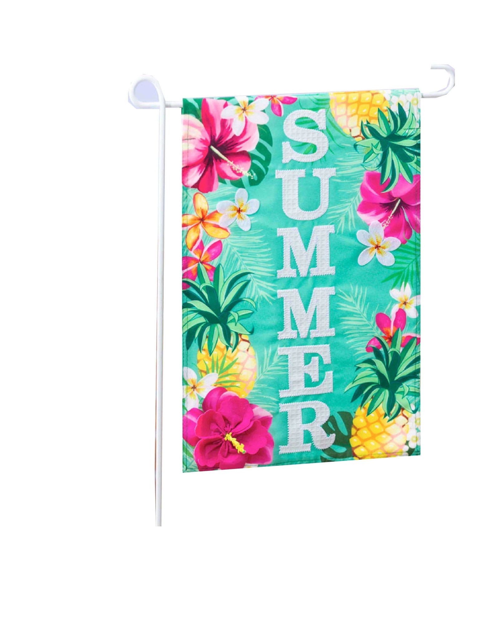 Evergreen Enterprises Stacked Tropical Summer Garden Linen Flag