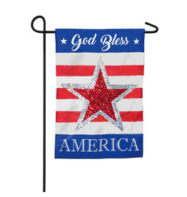 Evergreen Enterprises God Bless America Reversible Star Garden Linen Flag