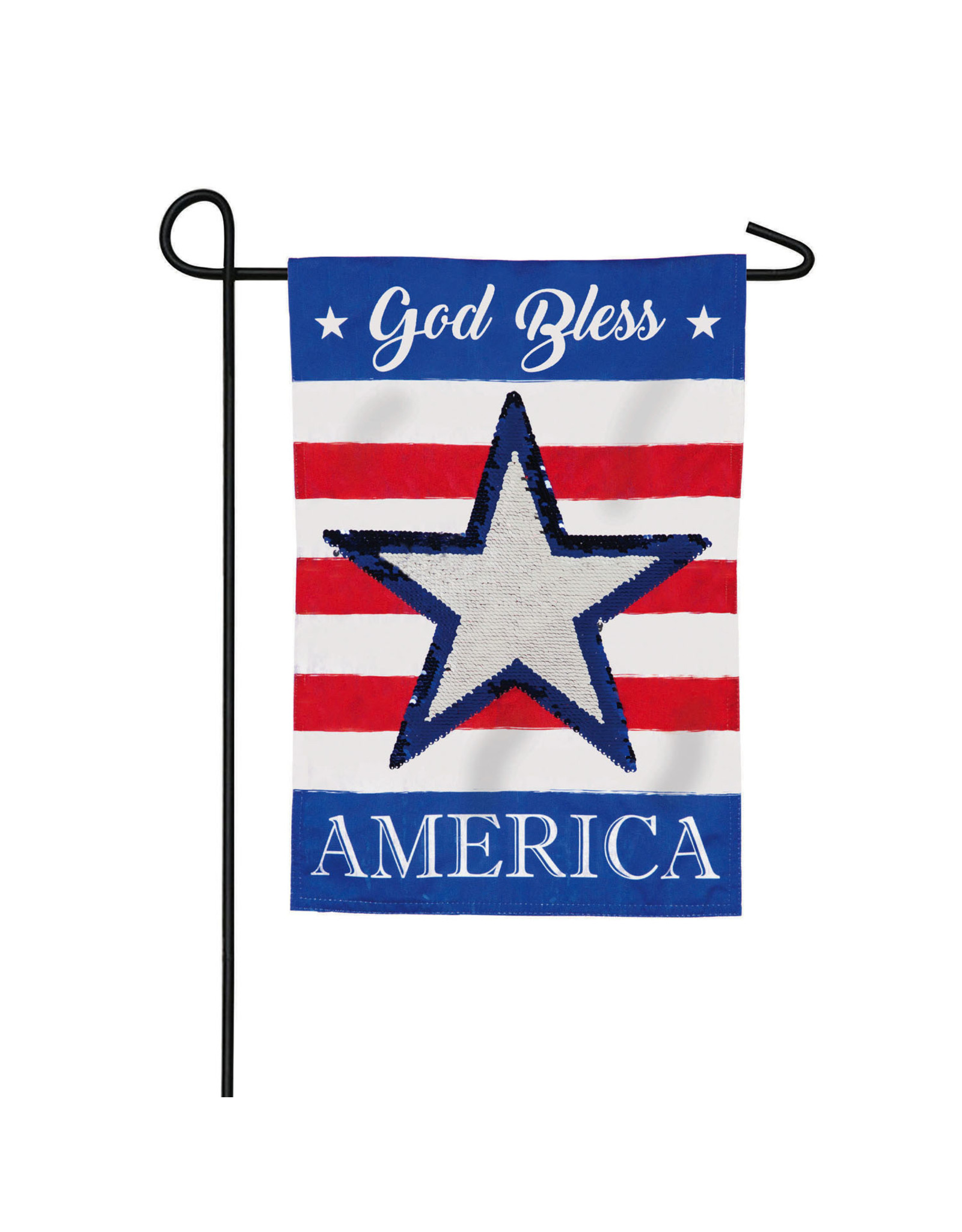 Evergreen Enterprises God Bless America Reversible Star Garden Linen Flag