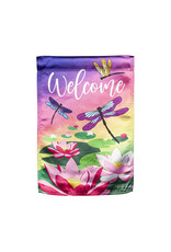 Evergreen Enterprises Welcome Dragonfly with Lily Pads Garden Lustre Flag