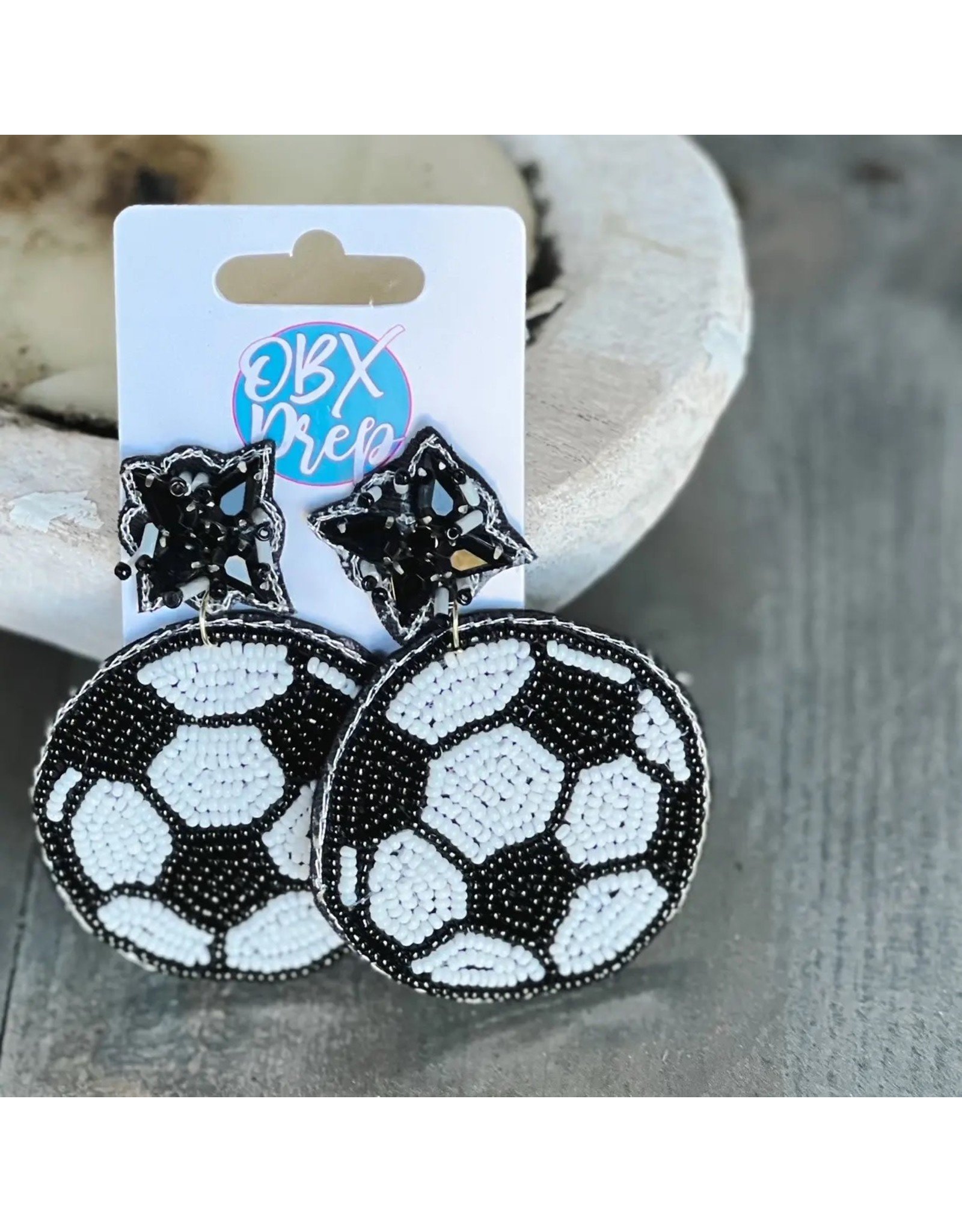 OBX Prep Soccer Seed Beaded Dangle Earrings