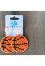 OBX Prep Basketball Heart Seed Bead Dangle Earrings