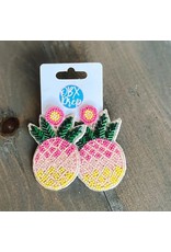 OBX Prep Bright Summer Pink Pineapple Seed Bead Dangle Earrings