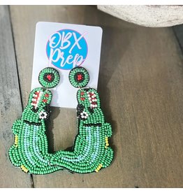 OBX Prep Gators/Crocodile Seed Beaded Drop Earrings