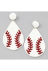 OBX Prep Baseball Seed Beaded Teardrop Earrings