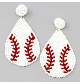 OBX Prep Baseball Seed Beaded Teardrop Earrings