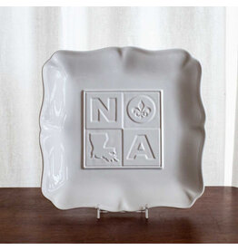 The Royal Standard NOLA Embossed Square Platter White 11.5x11.5