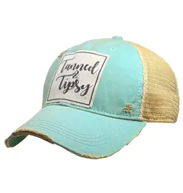 Landmark Products Tanned and Tipsy Teal Blue Distressed Trucker Cap