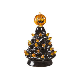 Evergreen Enterprises 5" LED Ceramic Halloween Tree Table Decor with Jack-O-Lantern Topper