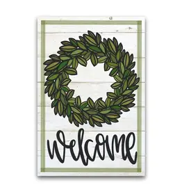 Magnolia Lane Welcome Wreath Garden Flag