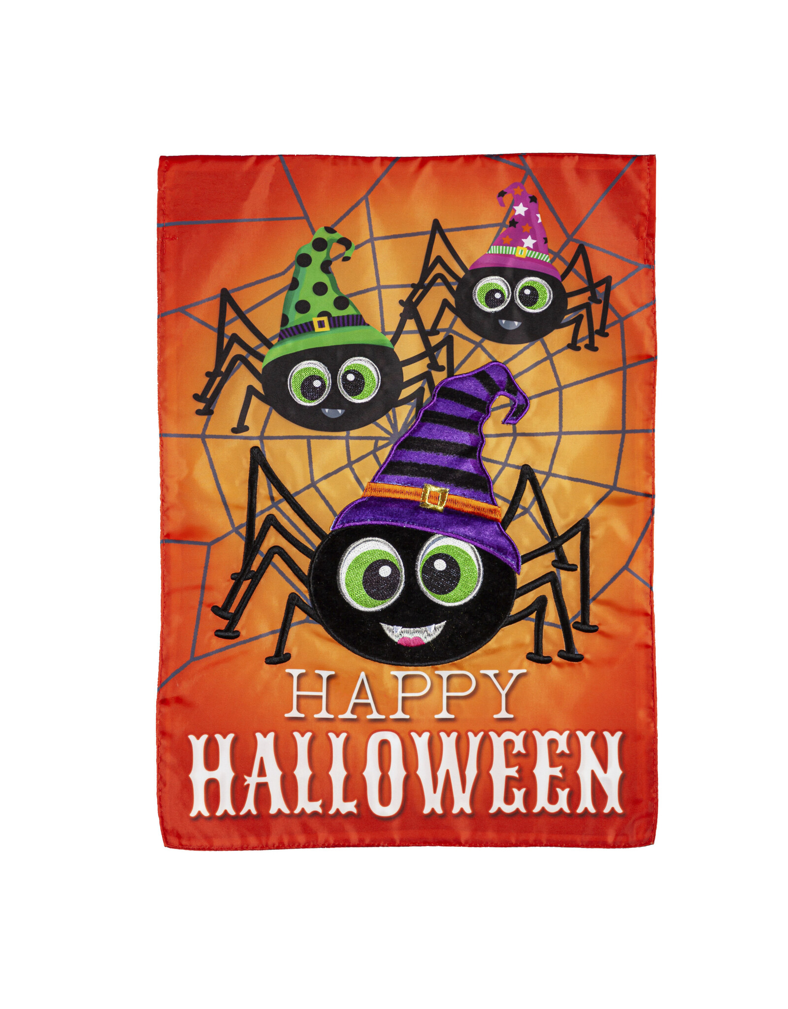 Evergreen Enterprises Happy Halloween Spiders Garden Applique Flag