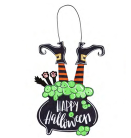 Evergreen Enterprises Lit Witch in Cauldron Door Décor