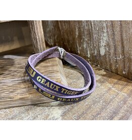 His Hands Laser Engraving LSU Tigers Forever - Triple Wrap Leather Purple