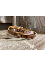 His Hands Laser Engraving LSU Tigers Forever - Triple Wrap Leather Brown