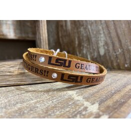 His Hands Laser Engraving LSU Tigers Forever - Triple Wrap Leather Brown