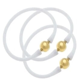 Canvas Style/Faire Bali 24K Gold Plated Ball Bead Bracelet - White