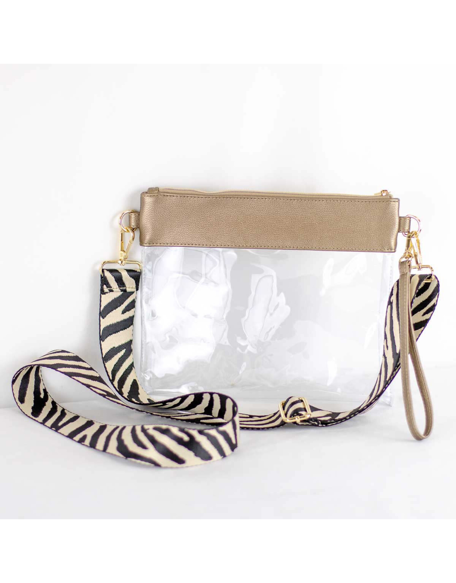 The Royal Standard Michelle Clear Crossbody in Light Gold