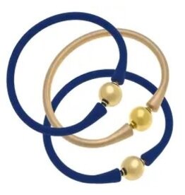 Canvas Style/Faire Bali 24K Gold Plated Ball Bead Bracelet - Royal Blue