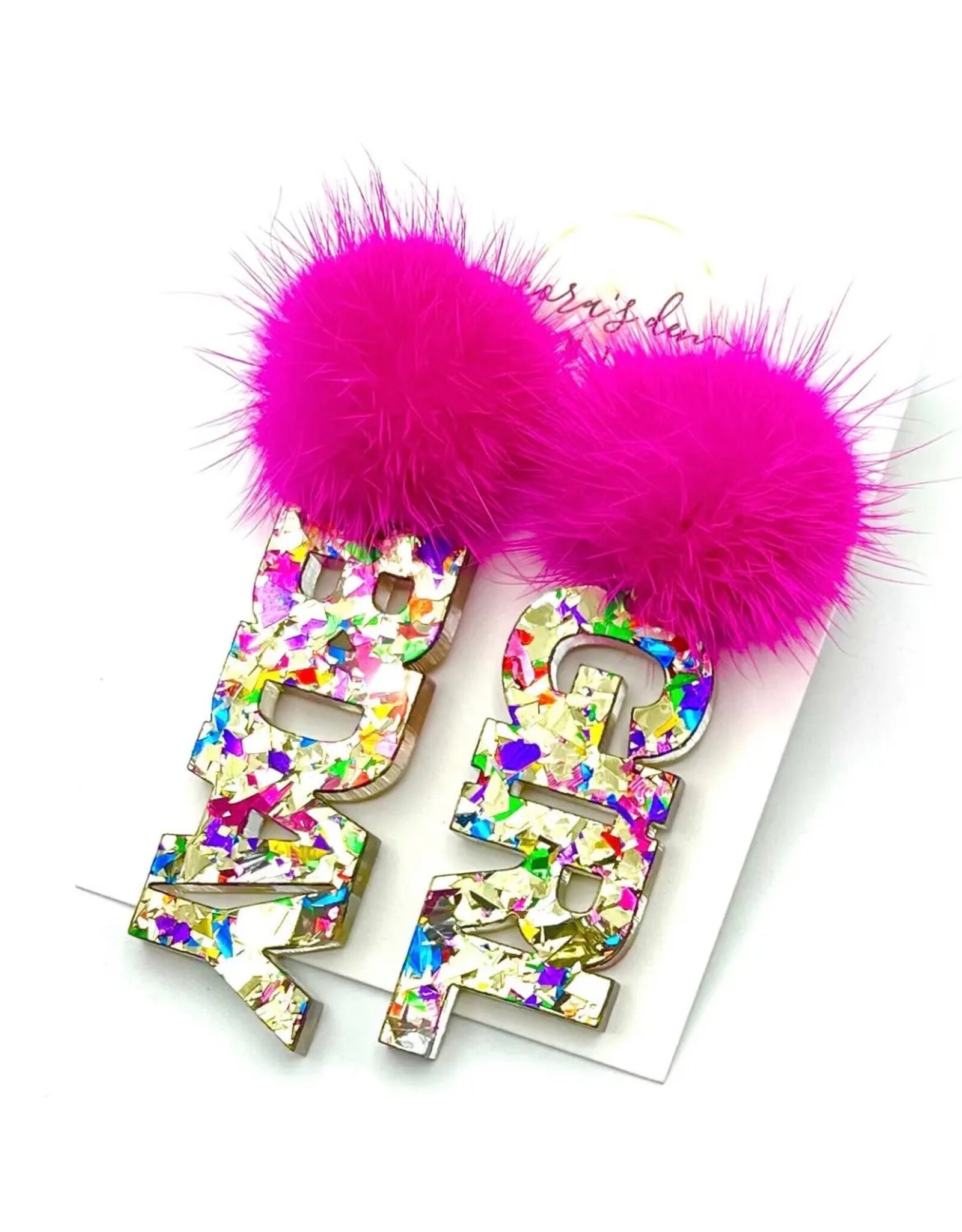 Cora's Den Birthday Girl Earrings - Hot Pink