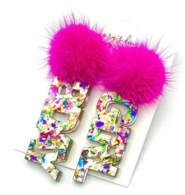Cora's Den Birthday Girl Earrings - Hot Pink