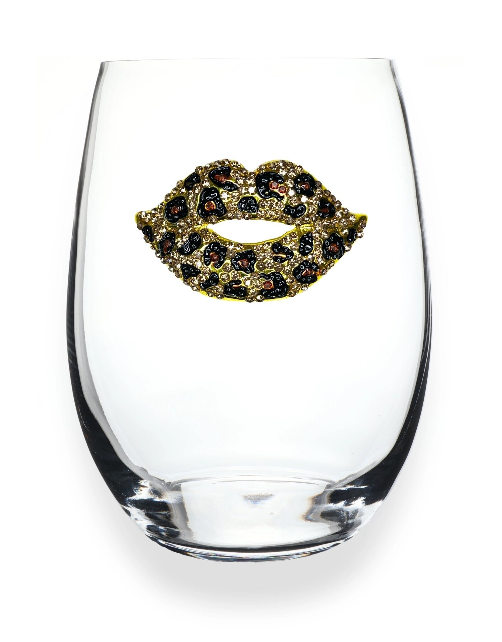 The Queen's Jewels Leoopard Lips Stemless Wine Glass