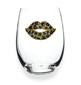 The Queen's Jewels Leoopard Lips Stemless Wine Glass