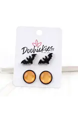 Doohickies/So. Charm Trade Mean Bats & Orange Cat Eye Halloween Earrings