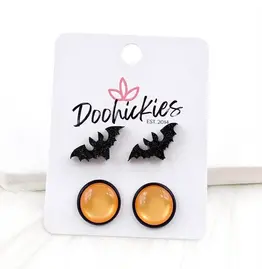 Doohickies/So. Charm Trade Mean Bats & Orange Cat Eye Halloween Earrings
