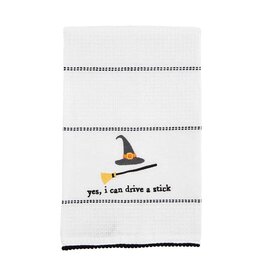 Mud Pie Yes I can Drive A Stick - Halloween Waffle Towel