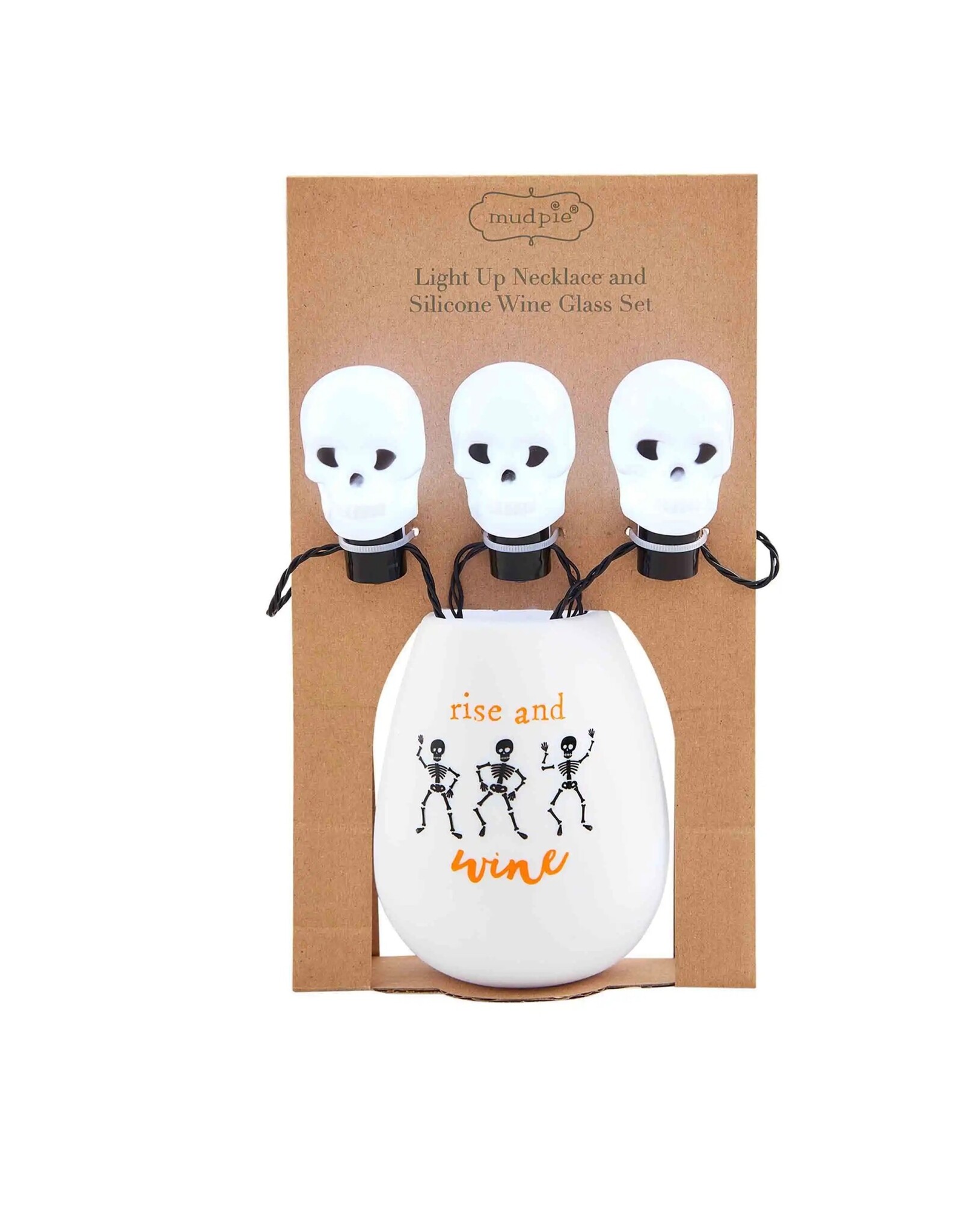 Mud Pie Rise and Wine Glass w/Skull Lightup Necklace