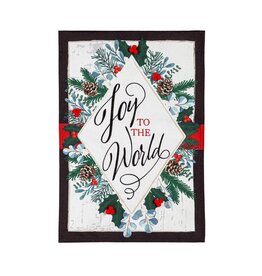 Evergreen Enterprises Joy to the World Linen Garden Flag