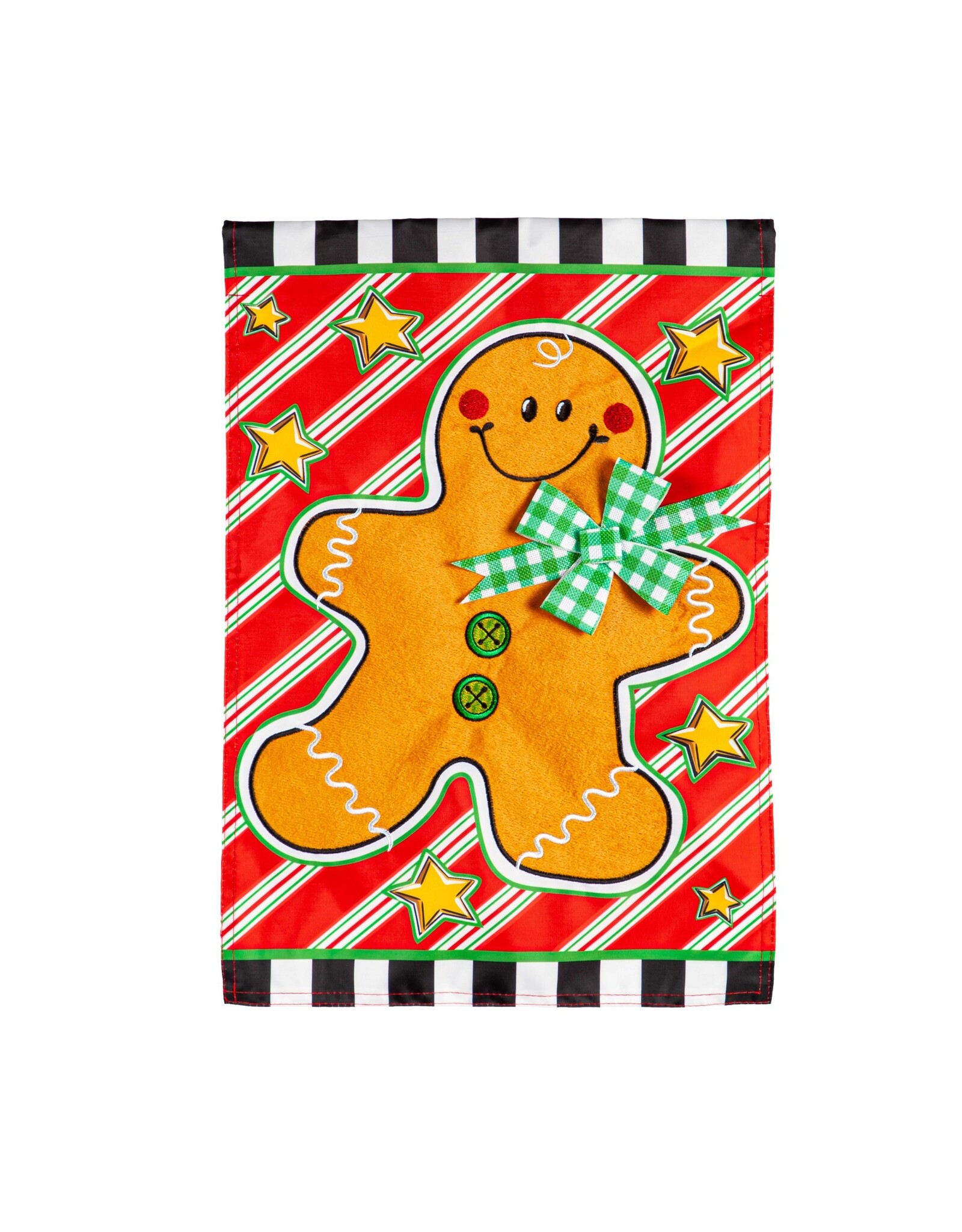 Evergreen Enterprises Patterned Gingerbread Man Applique Garden Flag