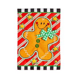 Evergreen Enterprises Patterned Gingerbread Man Applique Garden Flag