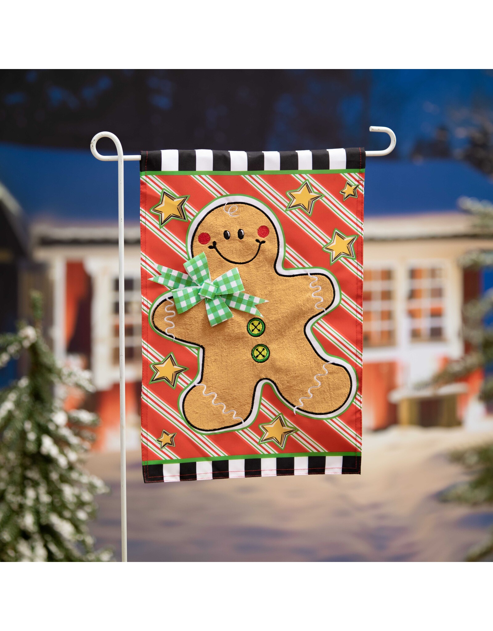 Evergreen Enterprises Patterned Gingerbread Man Applique Garden Flag