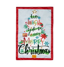 Evergreen Enterprises We Wish You a Merry Christmas Applique Garden Flag