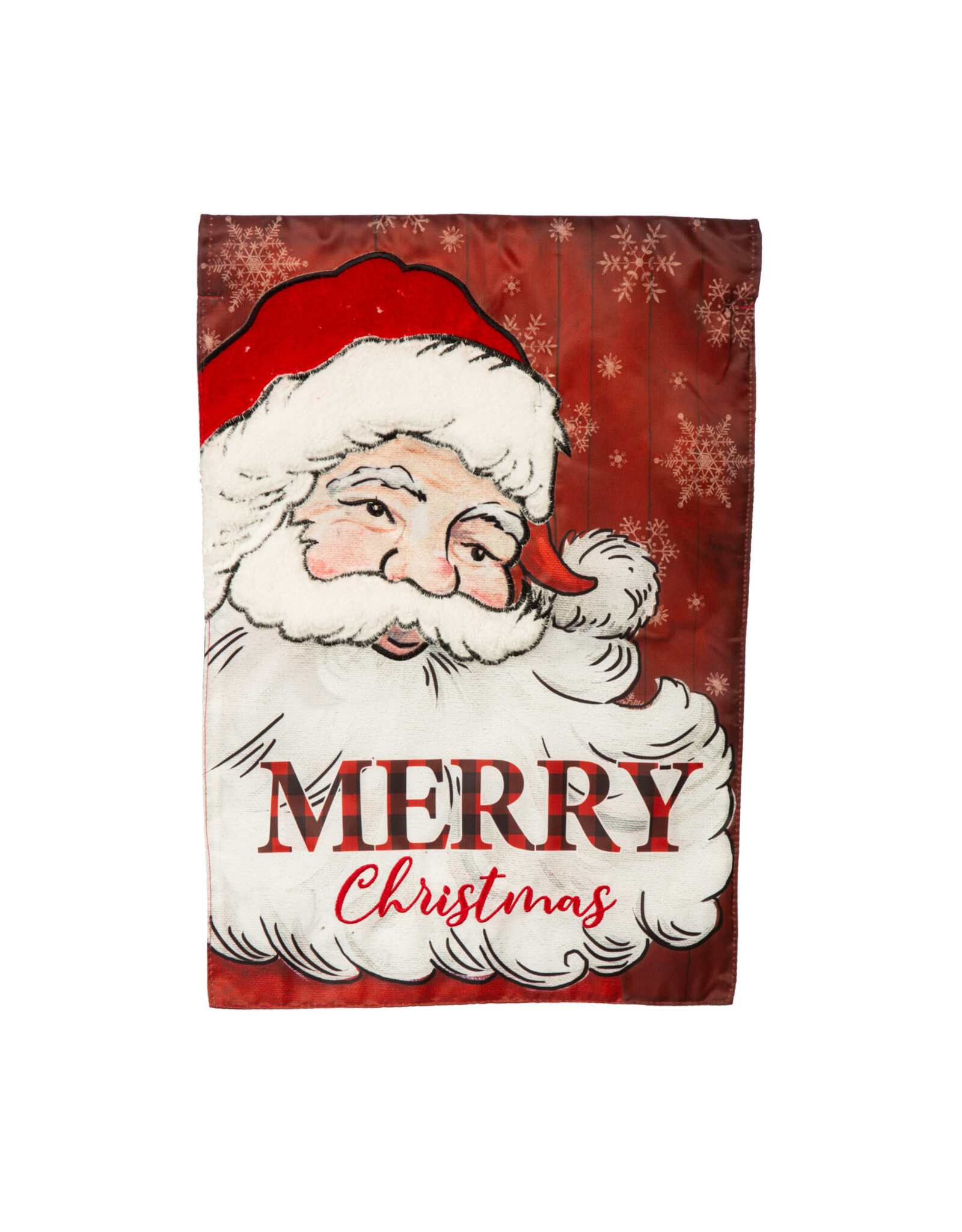 Evergreen Enterprises Cheerful Santa Applique Garden Flag