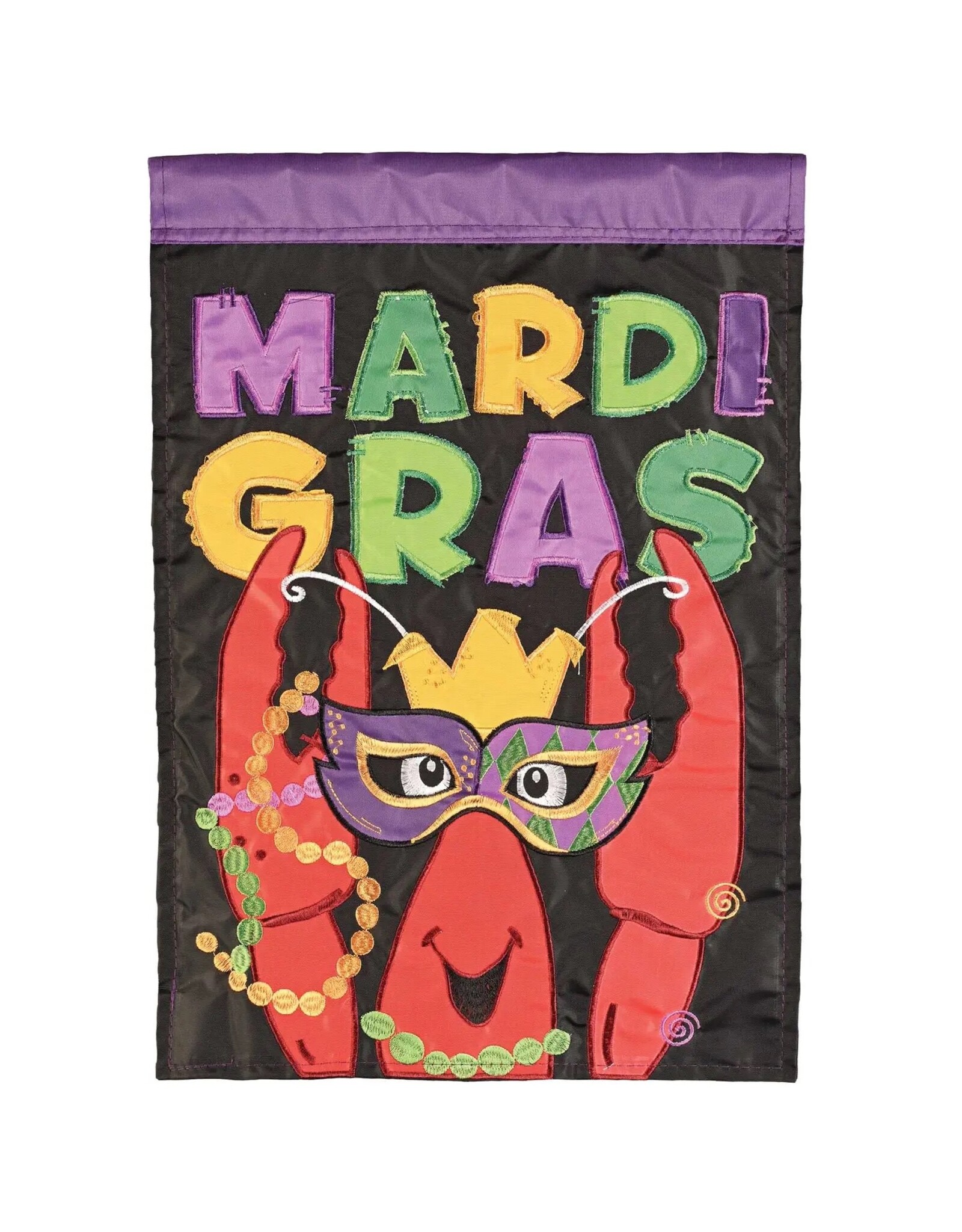 Magnolia Lane Mardi Gras Crawfish Mask House Flag 29x42