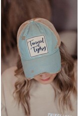 Landmark Products Tanned and Tipsy Teal Blue Distressed Trucker Cap