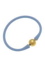 Canvas Style/Faire Bali 24K Gold Plated Ball Bead Silicone Bracelet - Grey