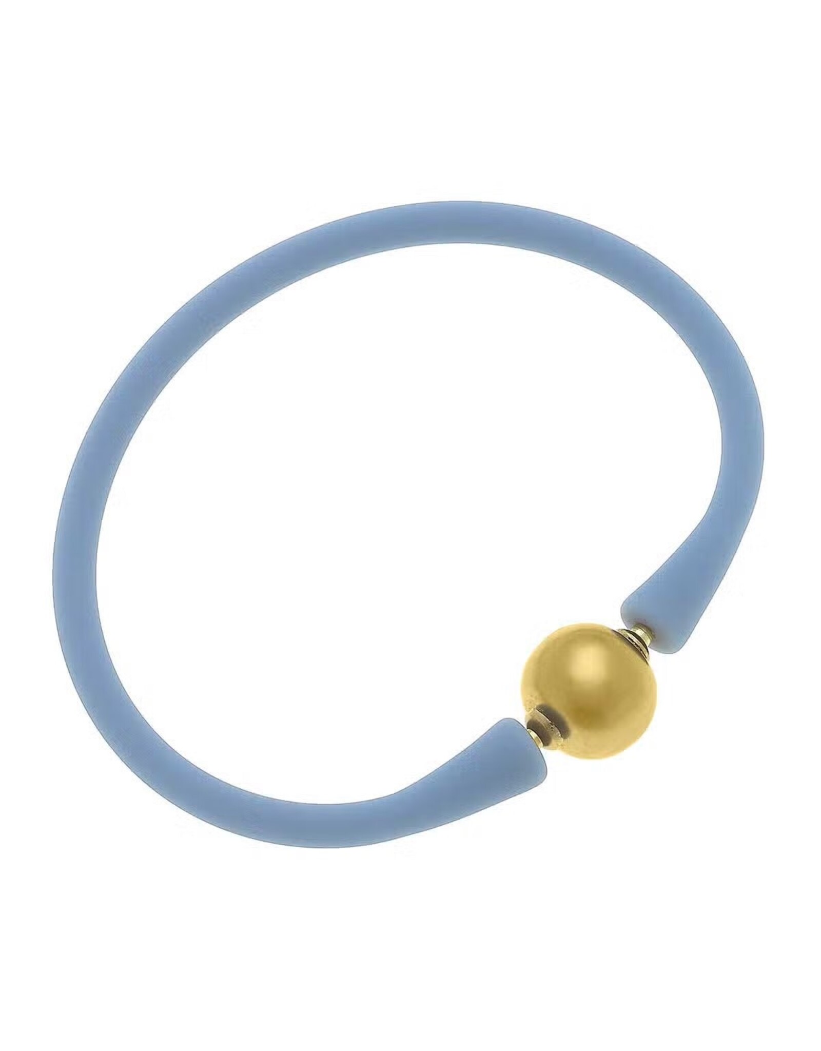Canvas Style/Faire Bali 24K Gold Plated Ball Bead Silicone Bracelet - Grey