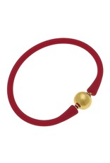 Canvas Style/Faire Bali 24K Gold Plated Ball Bead Silicone Bracelet - Red