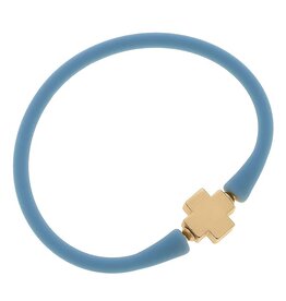 Canvas Style/Faire Bali 24K Gold Plated Cross Bead Bracelet - Blue Grey