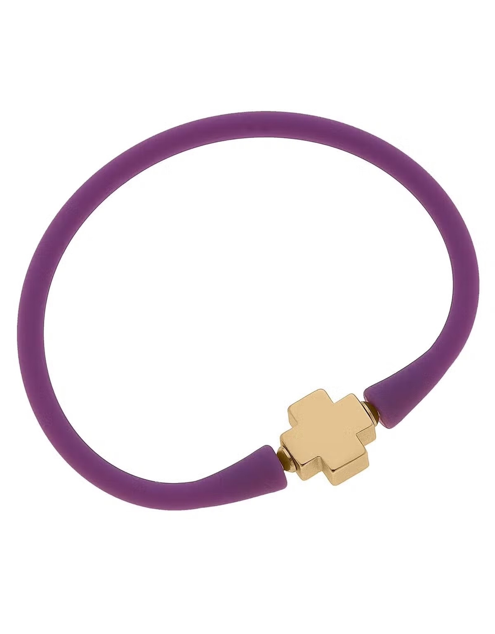 Canvas Style/Faire Bali 24K Gold Plated Cross Bead Bracelet - Purple