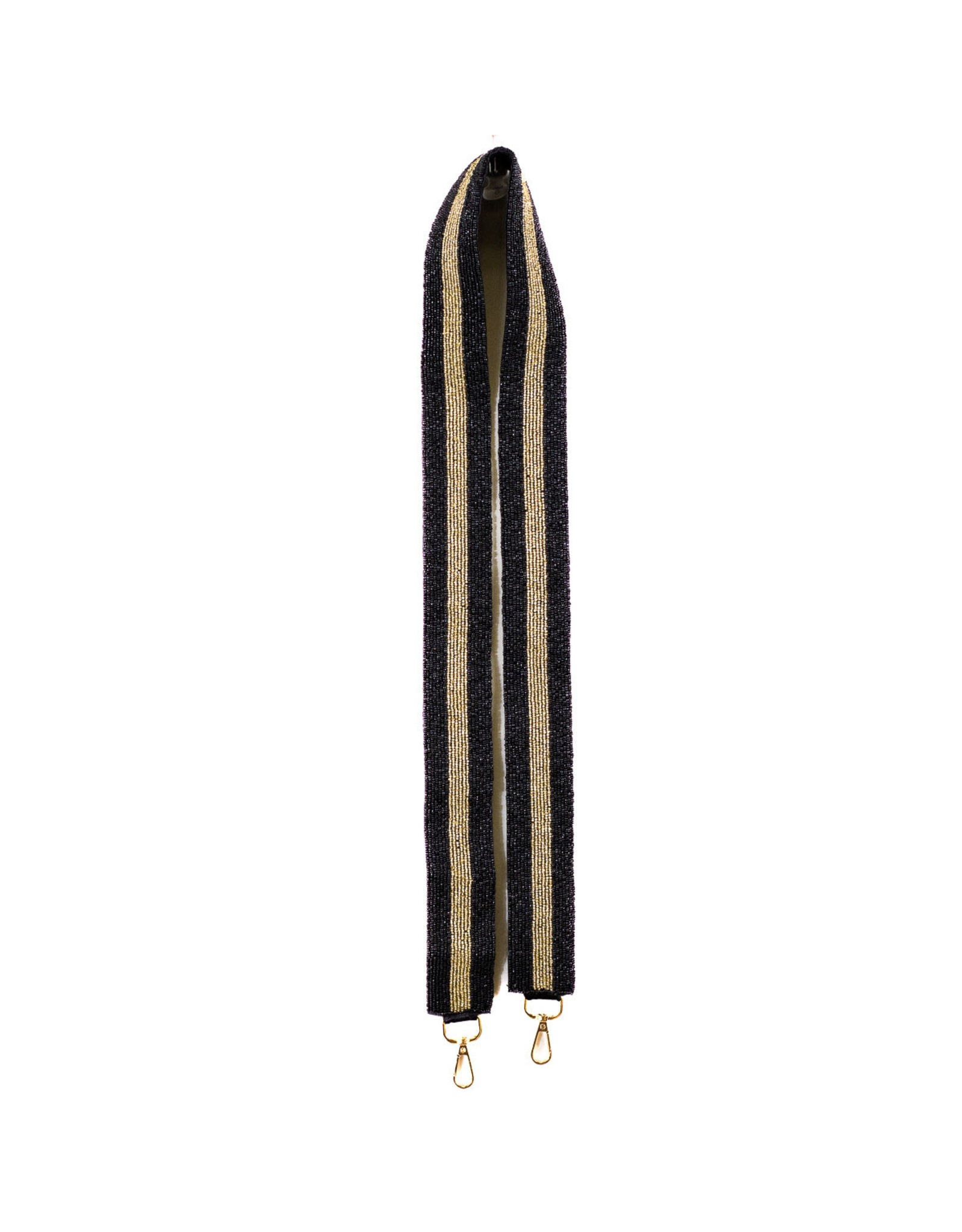 The Royal Standard Gameday Stripe Beaded Purse Strap - Black and Gold