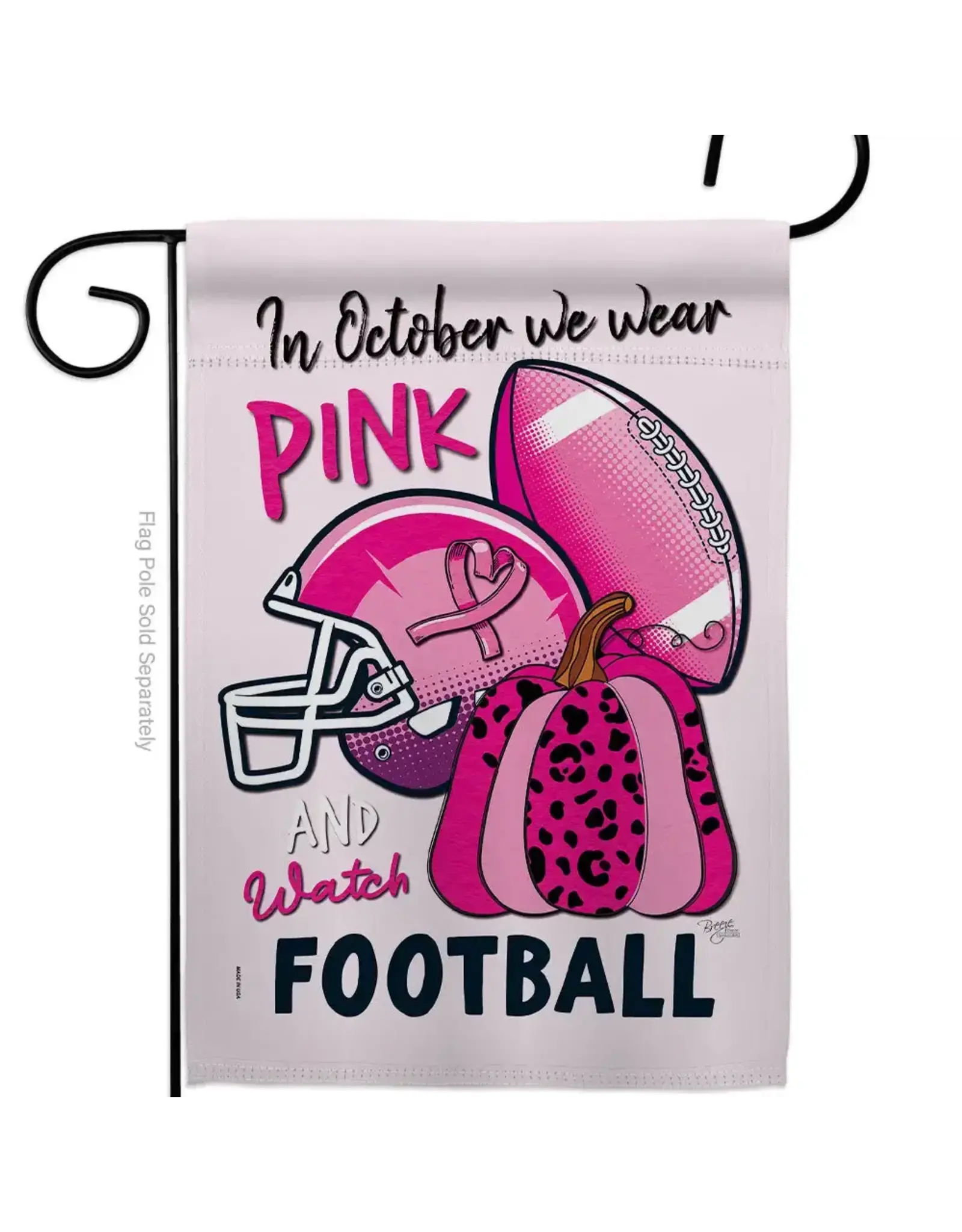 Two Group Flag Co. Pink Football Breast Cancer Awareness Flag