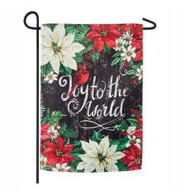 Evergreen Enterprises Joy to the World Poinsettias Garden Suede Flag