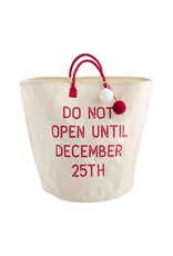 Mud Pie Do Not Open Christmas Tote Bag