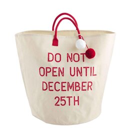 Mud Pie Do Not Open Christmas Tote Bag